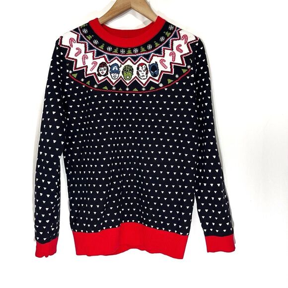 Marvel Ugly Christmas Sweater Superhero Fair Isle Captain America Iron Man Hulk - Picture 1 of 7